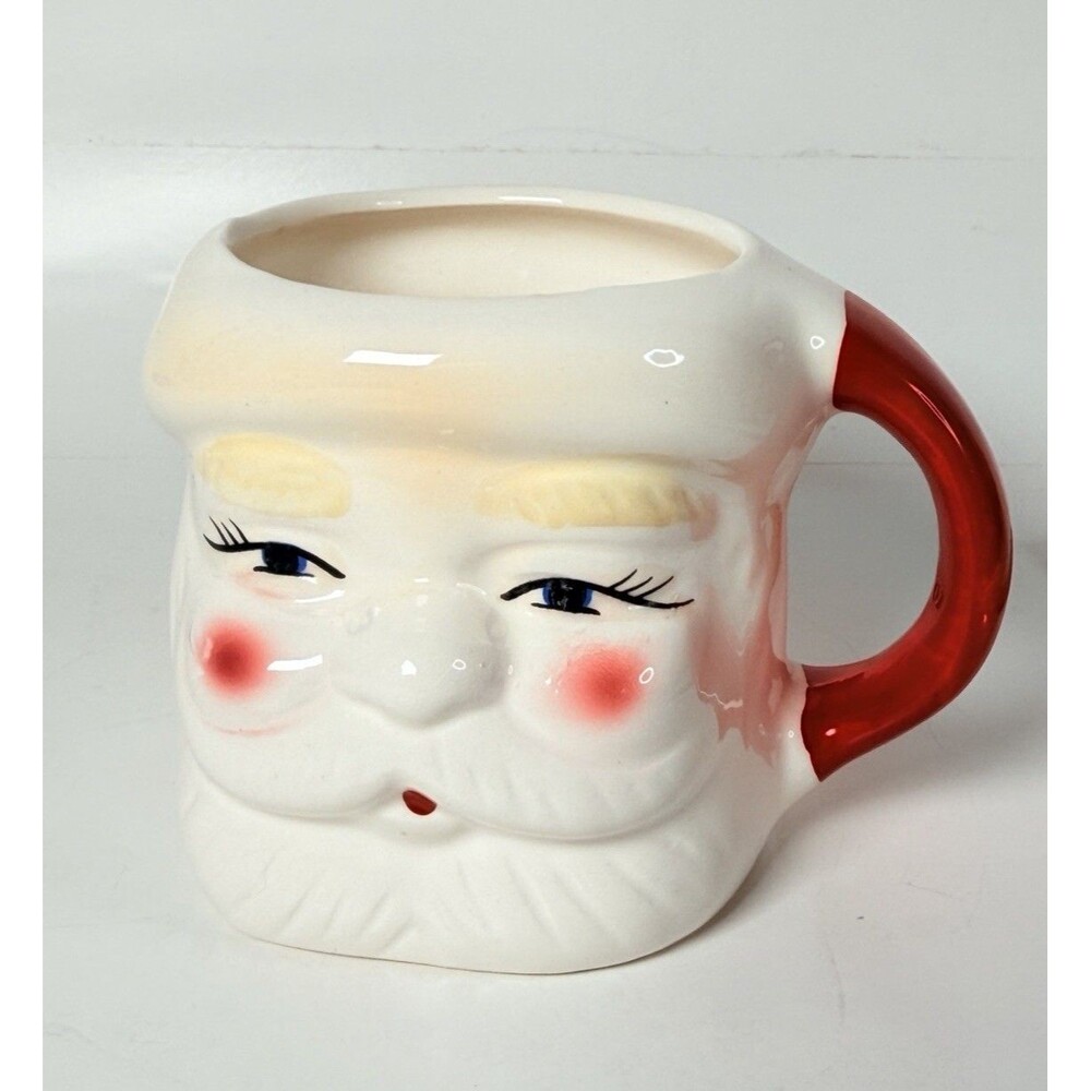 Vintage Santa Claus Mug OPEN EYES Christmas Decoration Ceramic Decor Taiwan